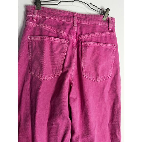 Zara Women's High Rise Wide Leg Bubblegum Pink Jeans Size 6 - Picture 6 of 7